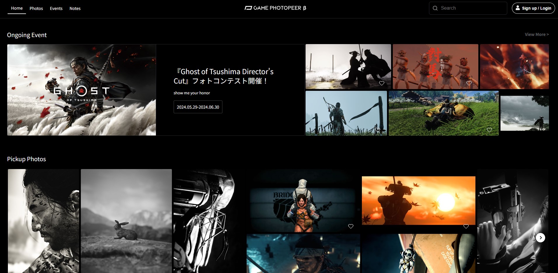 Game Photopeer interface screenshot